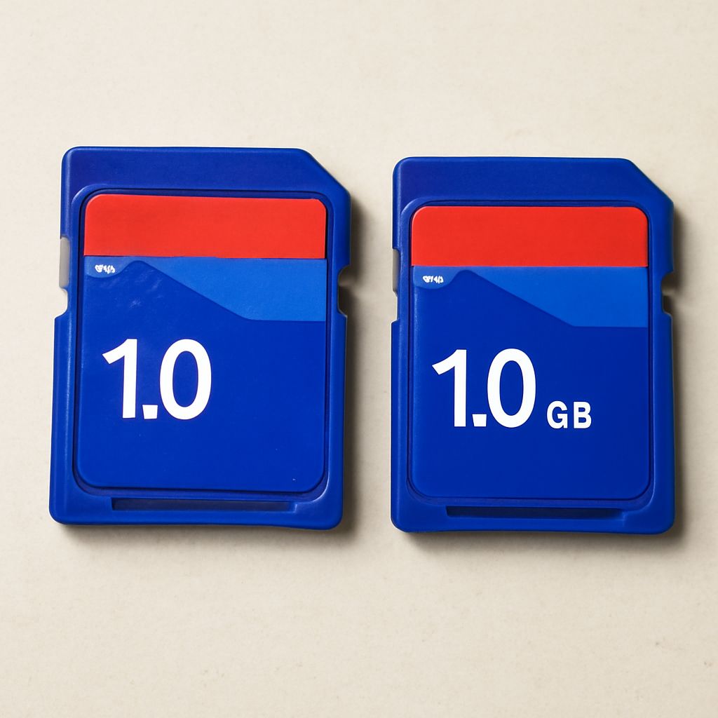 1GB SD card with SD card logo and MP3 player