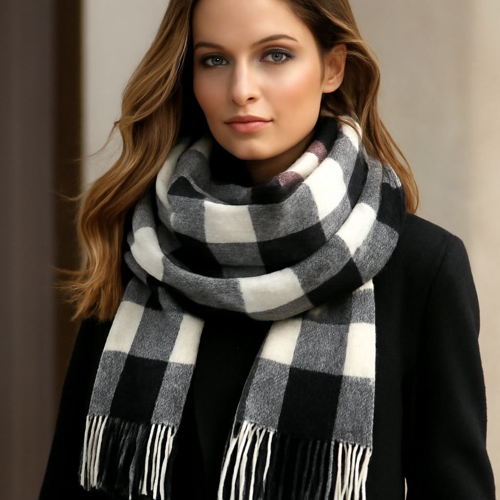 Black and white plaid fabric and ribbon design