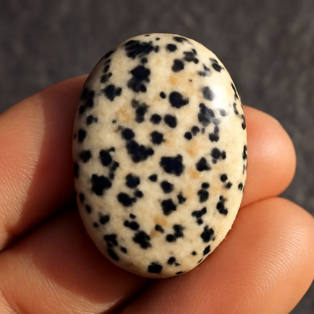 Black stone with white spots and veins, white stone with black spots