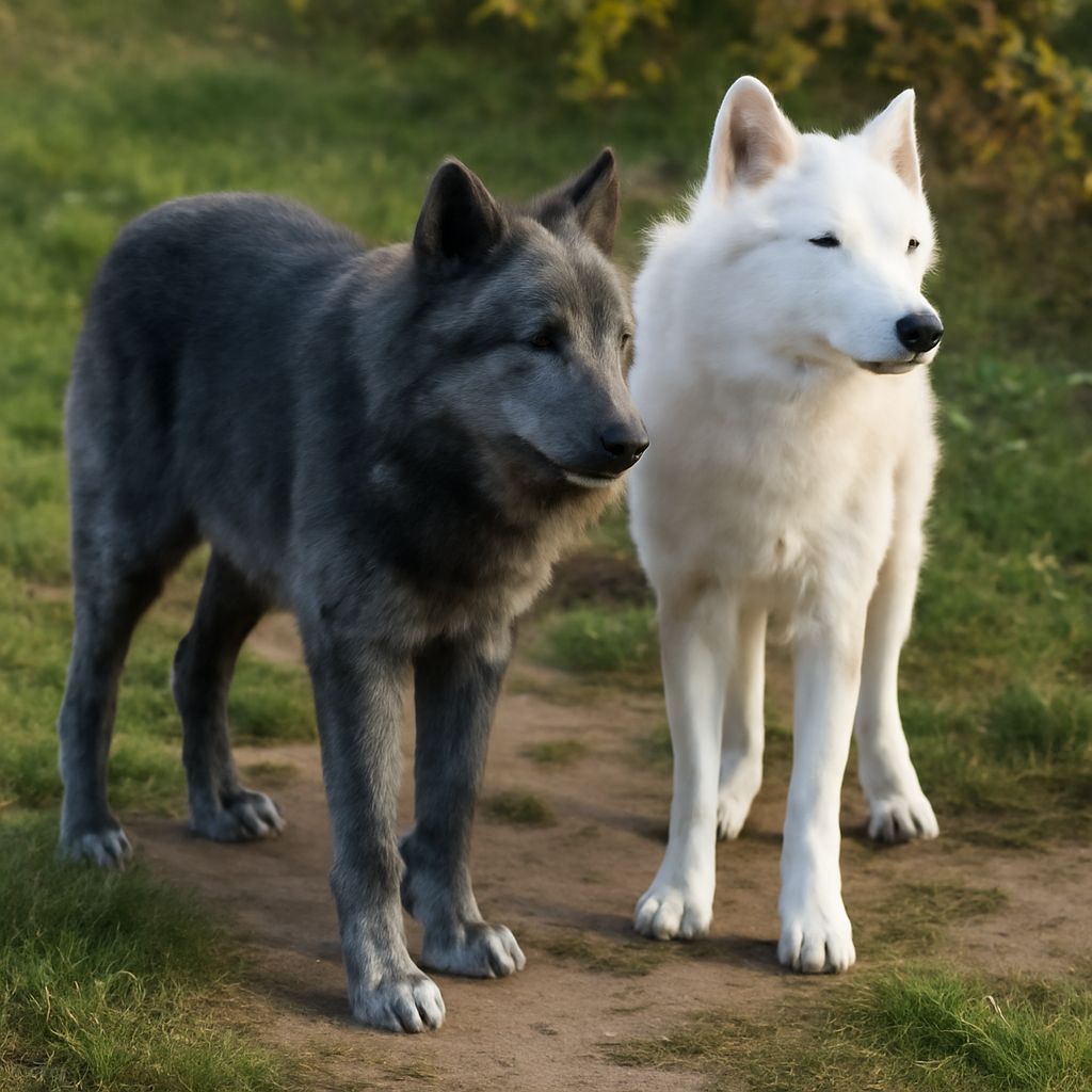 white and black wolf, black wolf and white wolf